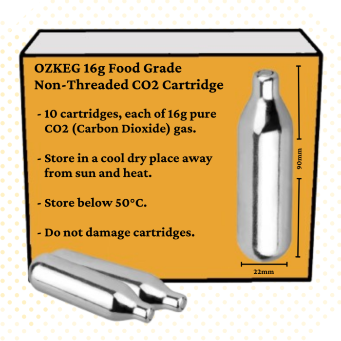 OZKEG 16g Food Grade Non-Threaded Pure CO2 Cartridges for Beer Mini Kegs - Image 3